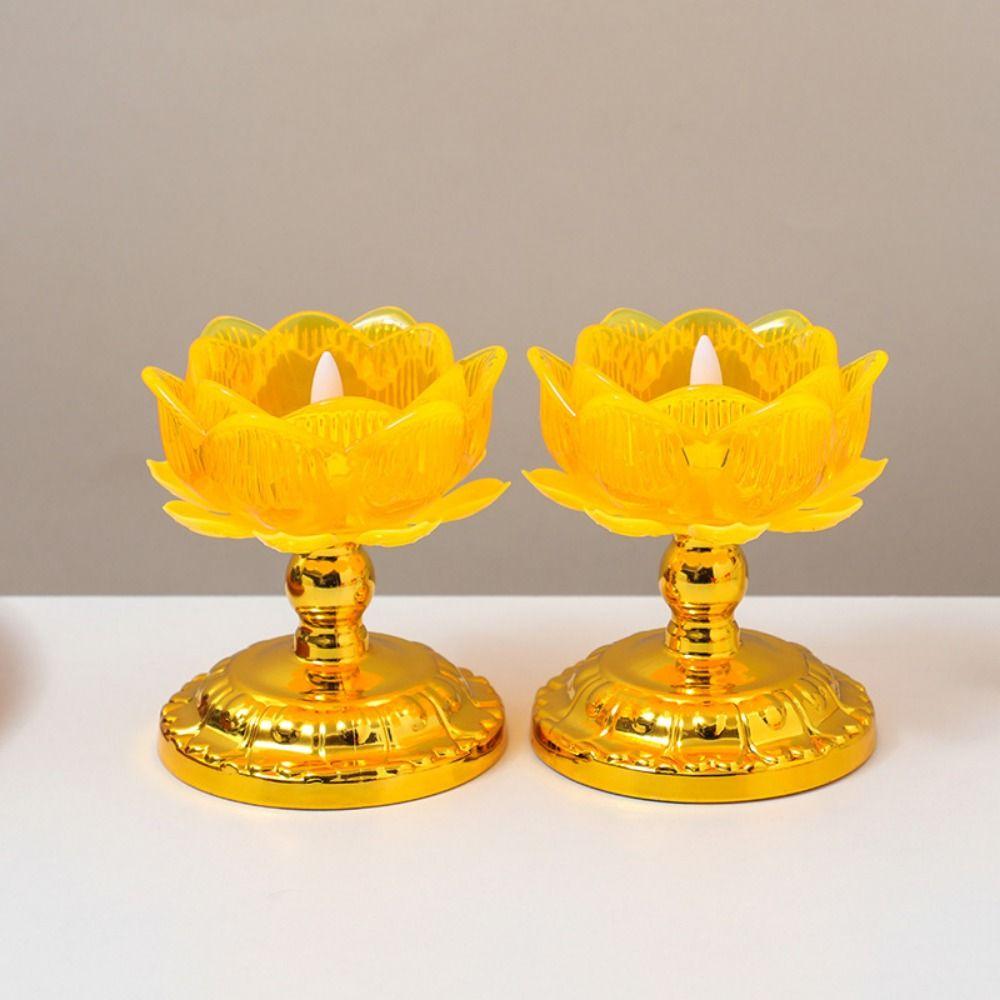 2Pcs Battery Operated Electronic Lotus Lamp Ornament Swing Flameless Candles Outdoor Night Lamp