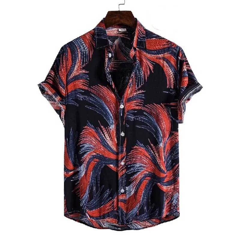 

Fashion Casual Holiday Beach Shirt 3D Plants Pattern T-shirt Retro Short Sleeve Street Vacation Outdoor Men s and Women s Shirt S