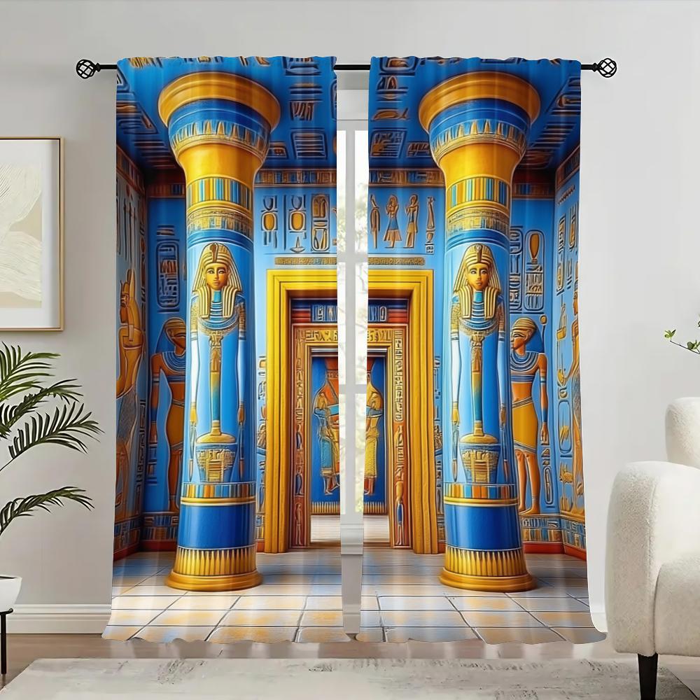 

2 шт. Египетские шторы Загадочный Древний Египет На стене египетского храма Подходят для гостиной, спальни, кухни и ванной комнаты 41x90in(105x230cm)