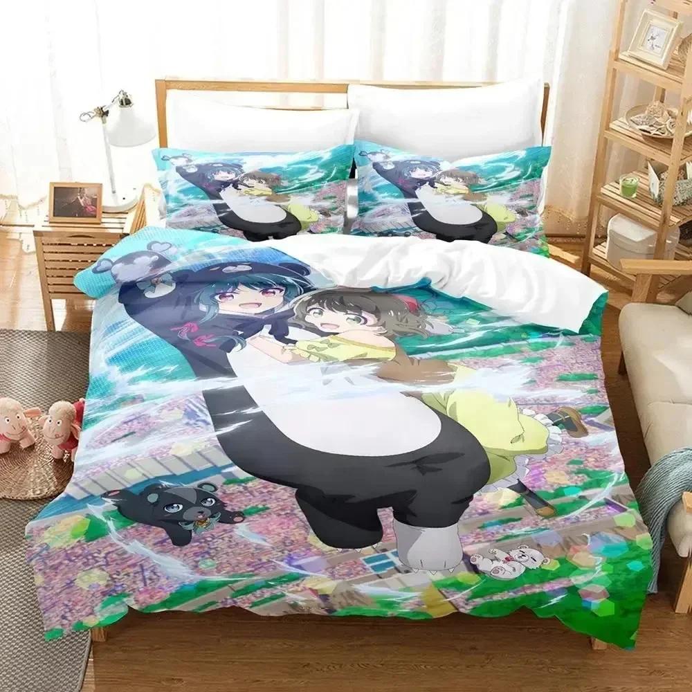 3D Anime Kuma Kuma Kuma Bear Printed Bed Set Duvet Cover Pillowcase Bedding Set Bed Linen Sheet Quilt Cover Full Queen King Size