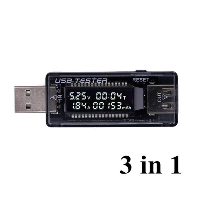 3 In 1 USB Voltmeter Current Voltage Capacity Tester DC Digital Volt Current Meter Charger Capacity Detector for Mobile Power
