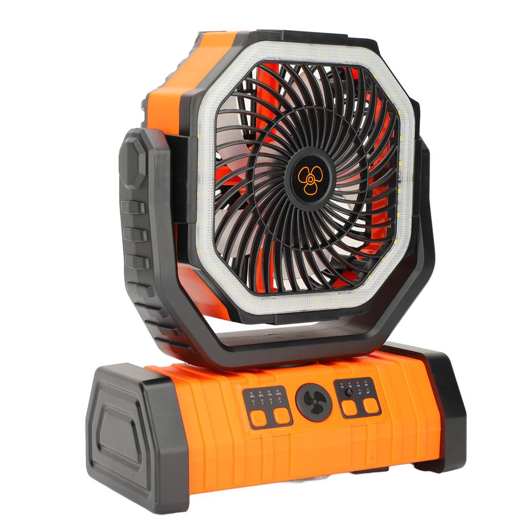 Portable Camping Fan with Light and Remote Dual Hook Plastic Rechargeable Battery Operated Quiet USB Desk Fan Outdoor Tent Fan for Travel RV