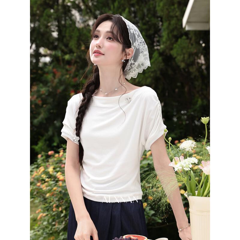 Women s Elegant French Off-Shoulder T-Shirt EU 38