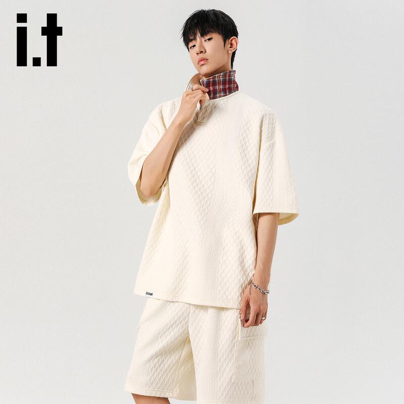 Izzueit Men's Summer Waffle Knit Polo Shirt and Shorts Set
