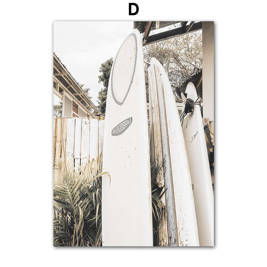 Beach Surfboard Starfish Reeds Summer Surf Landscape Beige Posters Canvas Painting Wall Art Pictures For Living Room Decor