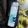1PC Blue Butterfly On Marble Texture Print 750ml Color Plastic Sports Water Bottle Leakproof Flip Straw Lid Suitable for Sports Office Home Use