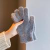 Finger gloves winter women's new thickened warm solid color cute student cycling cold-proof wool gloves women