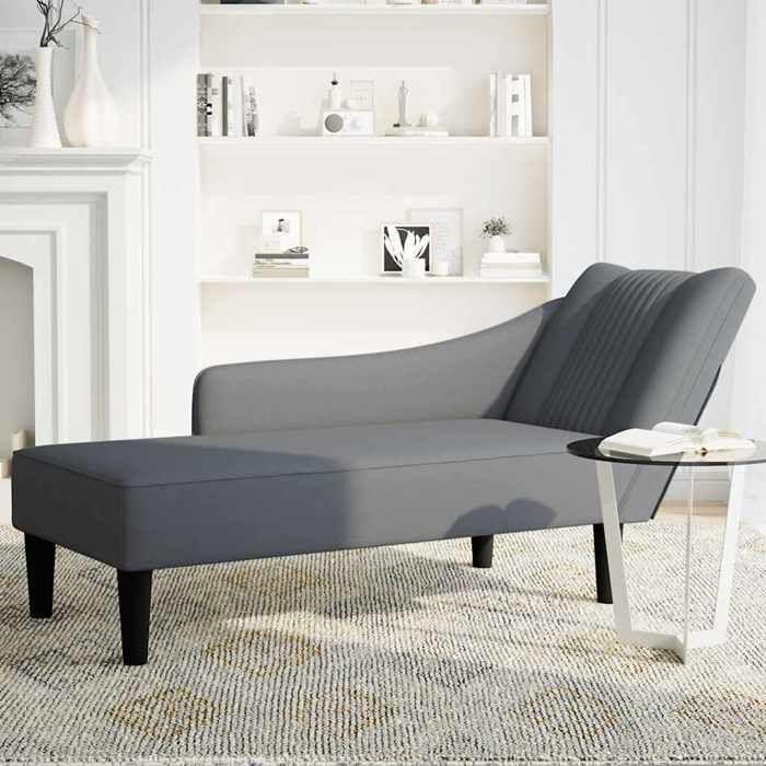 VidaXL Lounge Chair with Right Armrest Dark Grey Velvet, Armchair, Relaxation Chair, Padded Lounge Chair, 4009793