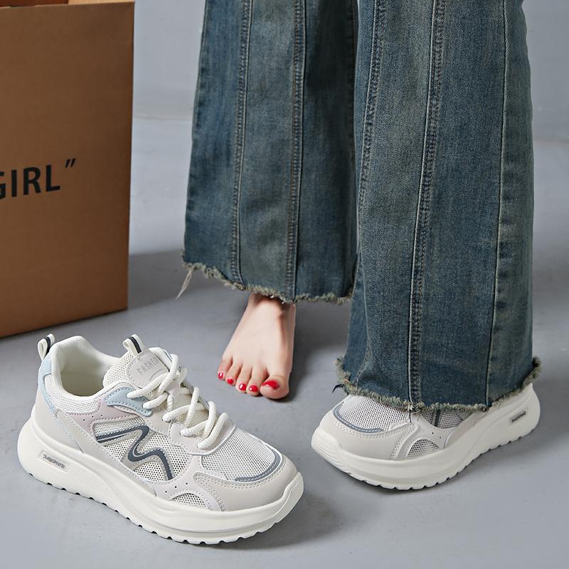 CRLAYDK Chunky Sneakers for Women Lightweight Mesh White Casual Running Trainer Shoes Ladies Walking Sports Tennis