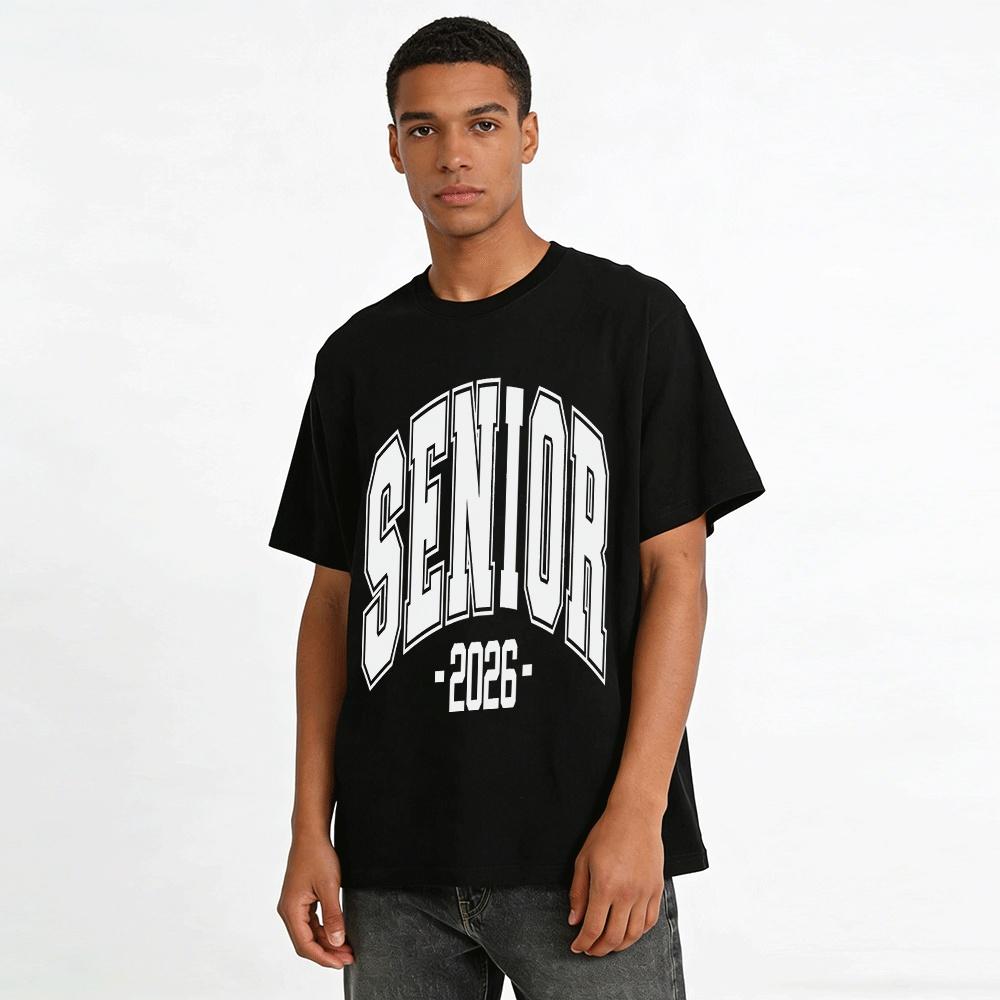 Senior 2026 Printed Casual Loose Fit Commemorative Tee Pure Cotton T-shirt