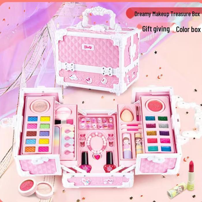 Children's Princess Makeup Set: Role-Playing Toy with Color Box & Nail Polish - Perfect Birthday Gift for Girls
