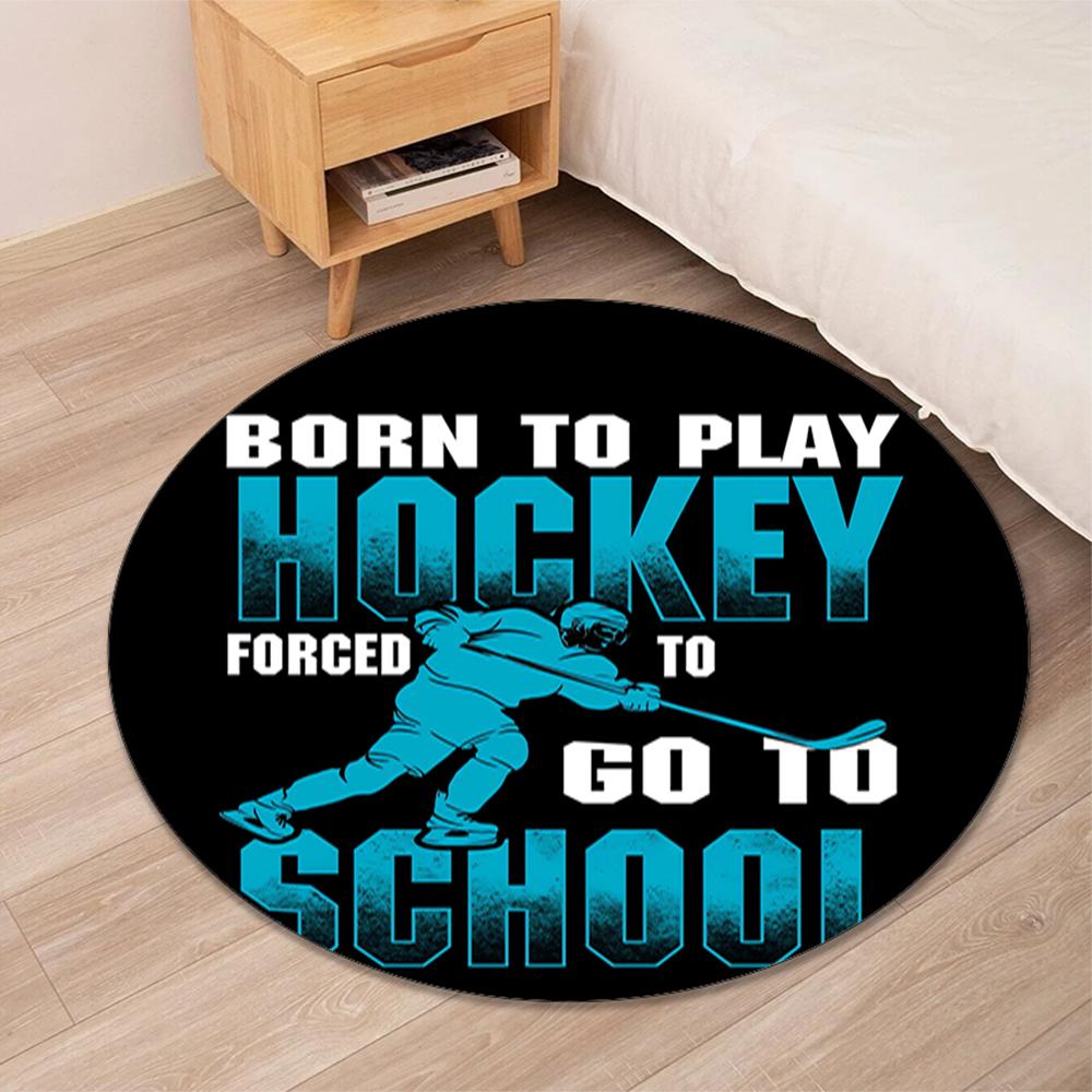 ice hockey Printed Round Rug Carpet Chair Rug Area Rug Entryway Doormats,for Office Chair Living Room Bedroom Kitchen Room.