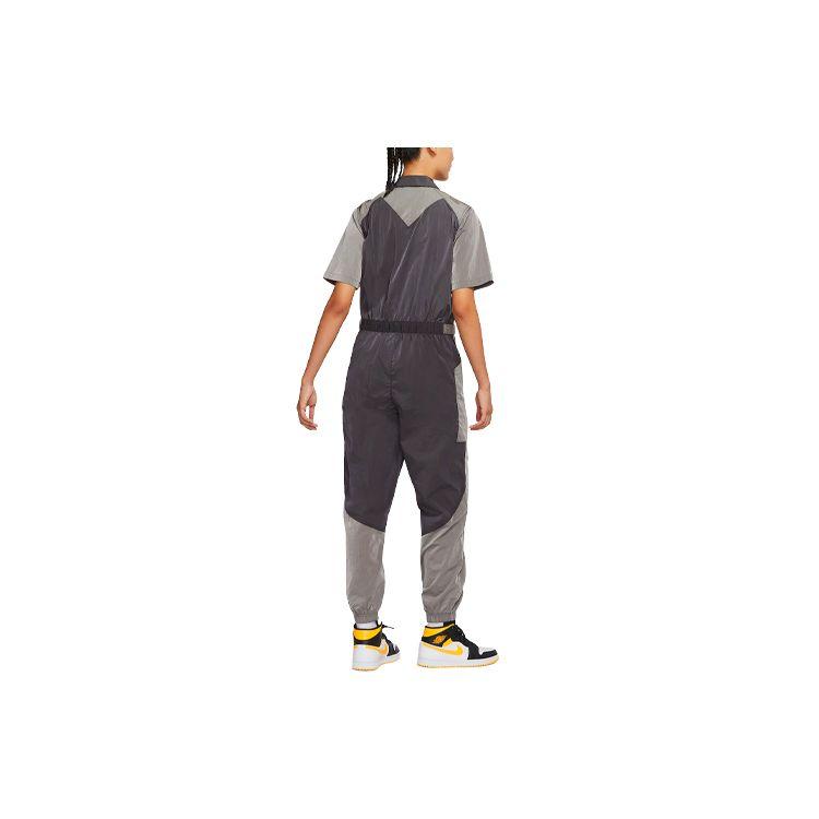 Jordan Essentials Woven Logo Waist Cinched Utility Jumpsuit Women Jumpsuit Lightning-Gray DD7064-082