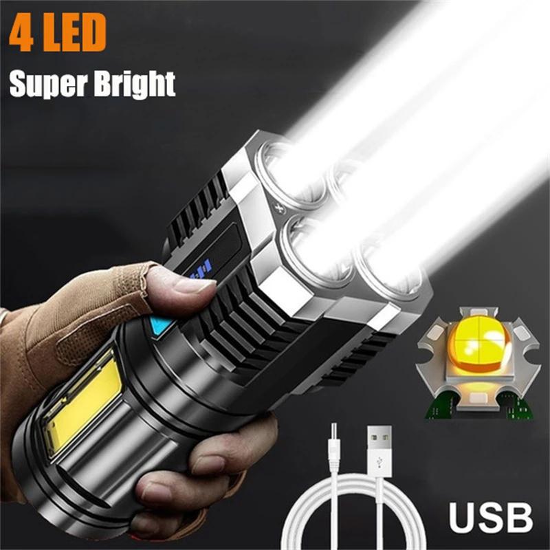 LED Flashlight COB USB Recharge Bright Waterproof for Outdoor Hunting
