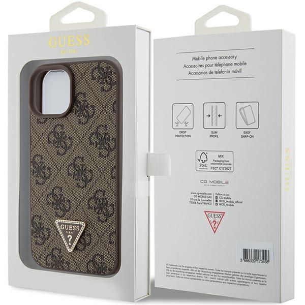 Guess Guhcp15Sp4Tdpw Iphone 15 / 14 / 13 6.1 Brązowy/Brown Hardcase Leather 4G Triangle Strass