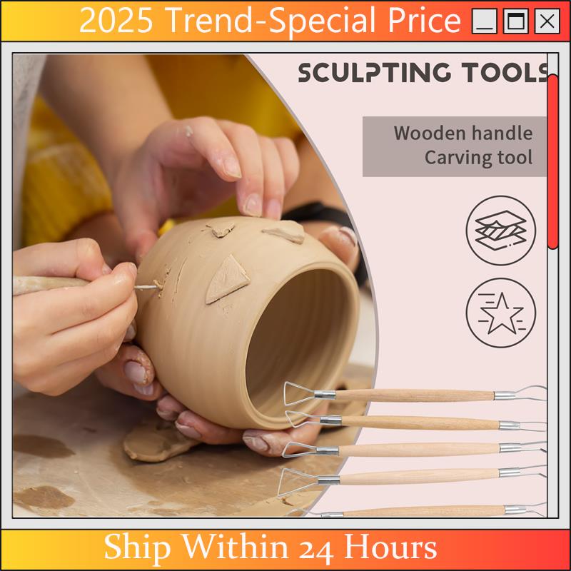 The New Pottery Clay Sculpting Tools, 22Pcs Wooden Handle Pottery Carving Tools & Metal Scraper & Plastic Clay Shaping Tools