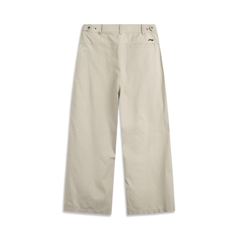 Li Ning CF Outdoor Solid Color Loose Casual Straight Leg Work Pants With Small Logo Embroidery Men Pants Dark-Green AKXV073-5