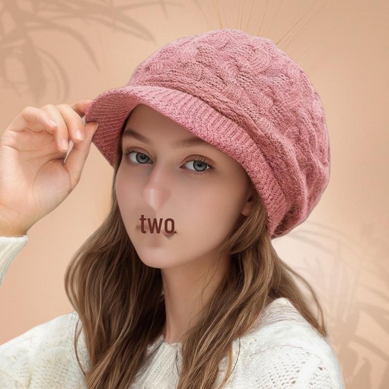 

Новая женская кашемировая кепка-ньюсбой на флисовой подкладке - Теплая зимняя вязаная шапка с защитой ушей