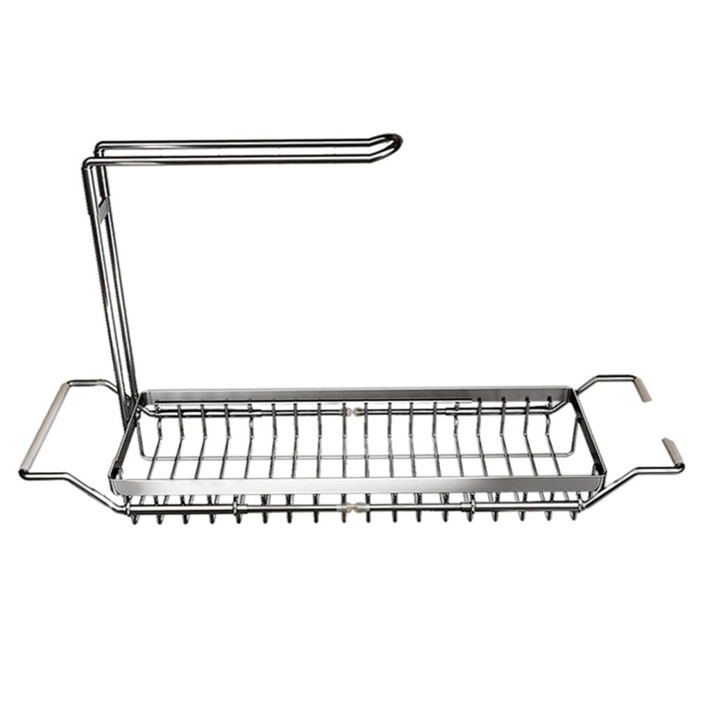Telescopic Kitchen Sink Storage Rack Organzier Extendable Sponge Holder Caddy Tray with Dish