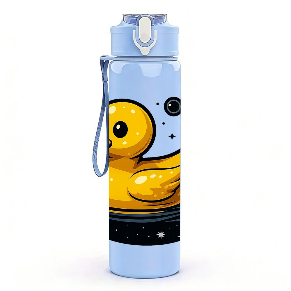 1PC Floating Yellow Rubber Duck 750ml Color Plastic Sports Water Bottle Leakproof Flip Straw Lid For Sports Office Home Use