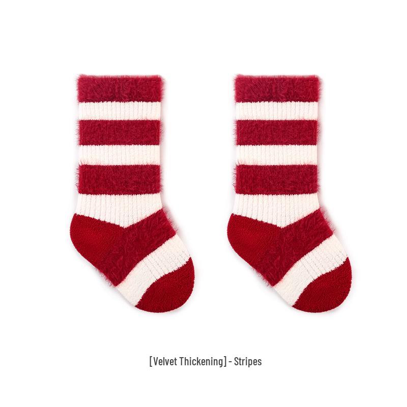 Chaussettes Bébé Doublées Velours Automne/Hiver: Nouveau-né à un an, Rouge pour le Nouvel An.