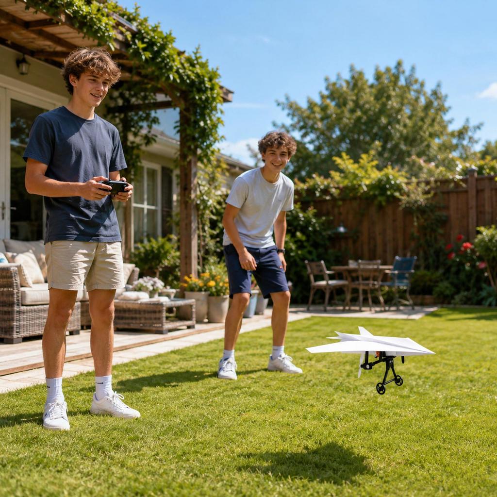Remote Control Airplane Kit with Propellers - DIY Outdoor Glider Toy Gift for Boys Kids, Includes Charging Cable (Color May Vary)
