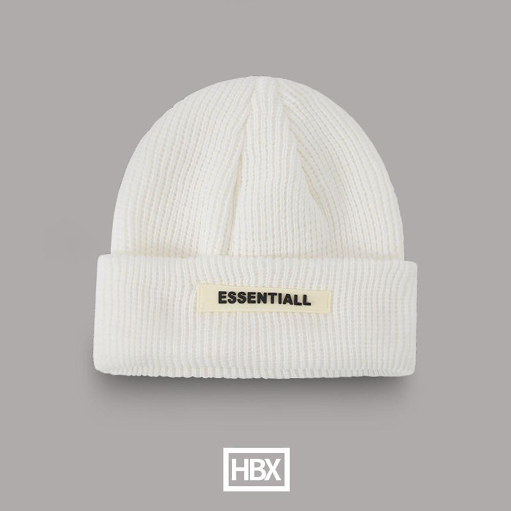 Men Fashion Knitted Hat Winter Warm Embroidery Large Head Circumference Beanie Cap