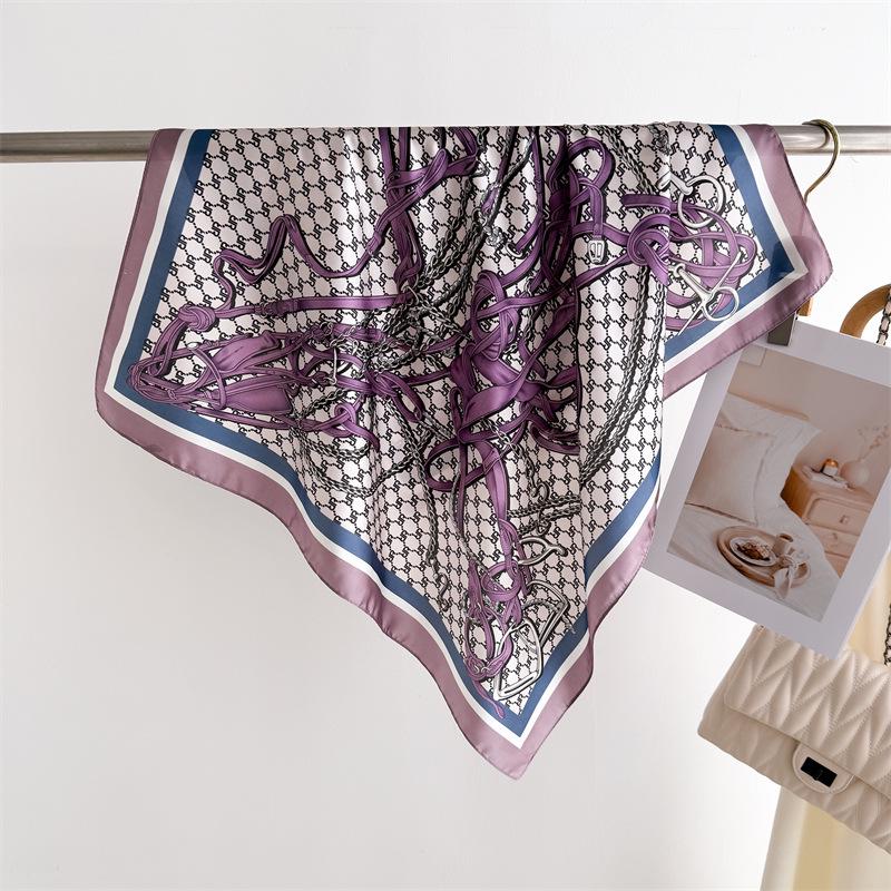 Elegant Spring Floral Silk-Blend Square Scarf - Headscarf & Neck Protection Neckerchief for Women