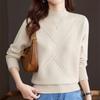 Dame Ensfarget Halvhøy Krage Kasjmirgenser Høst Vinter Løs Genser Strikket Ull Casual Genser Underskjorte