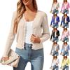 Women's Fashion V-neck Long Sleeve Short Women's Knitted Cardigan Sweater Coat