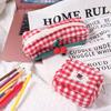 Cute Plaid Pencil Case Sweet Cosmetics Zipper Bag Kawaii Travel Toiletry Pockets  Travel