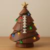 Sports Ball Inspired Christmas Tree Figurine Handcrafted Faux Leather Tree Shaped Tabletop Decoration with Golden Star Topper for Holiday Home Decor