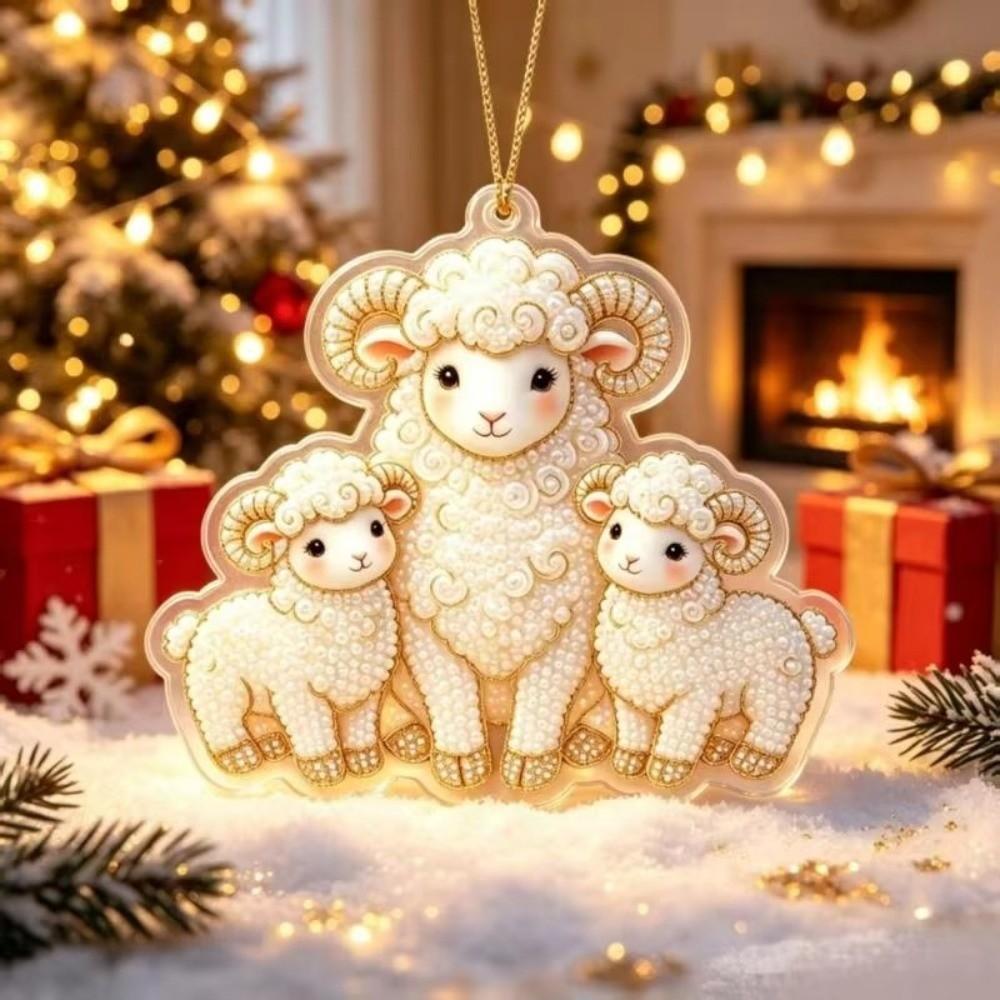 Acrylic Goat Hanging Ornament Set 2D Flat Christmas Tree Ornament Zodiac Goat Souvenir  Bag Charms