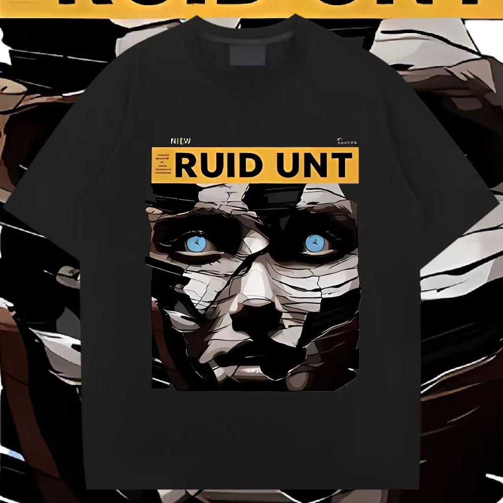 

RUID UNT Tee Loose Round Neck Tshirt Vintage Men s Tees Summer Shirt Streetwear Oversize Clothes S чёрный
