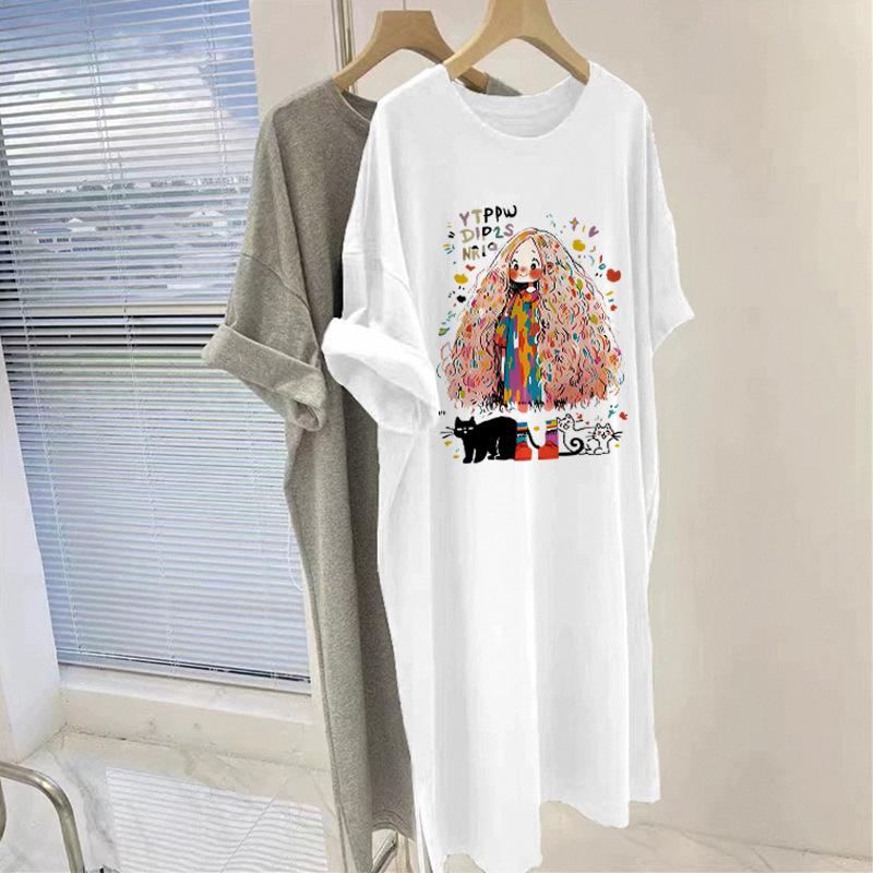 Maternity Summer Dress Pregnant Mother New Fashion Short Sleeve Loose Long Knee Maternity Skirt Summer