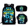 Hip Hop Popular Funny 67 Six Seven 3D Print 3pcs/Set Pupil School Bags Laptop Daypack Backpack Crossbody Lunch Bag Pencil Case