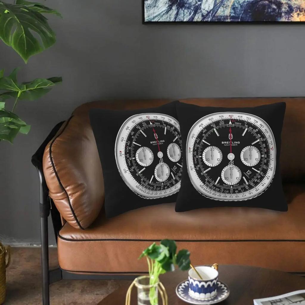 Black Luxury Watch Face 2 Pcs Square Pillowcase Pillow Cover Cushion Decor Comfort Throw Pillow For Home Car