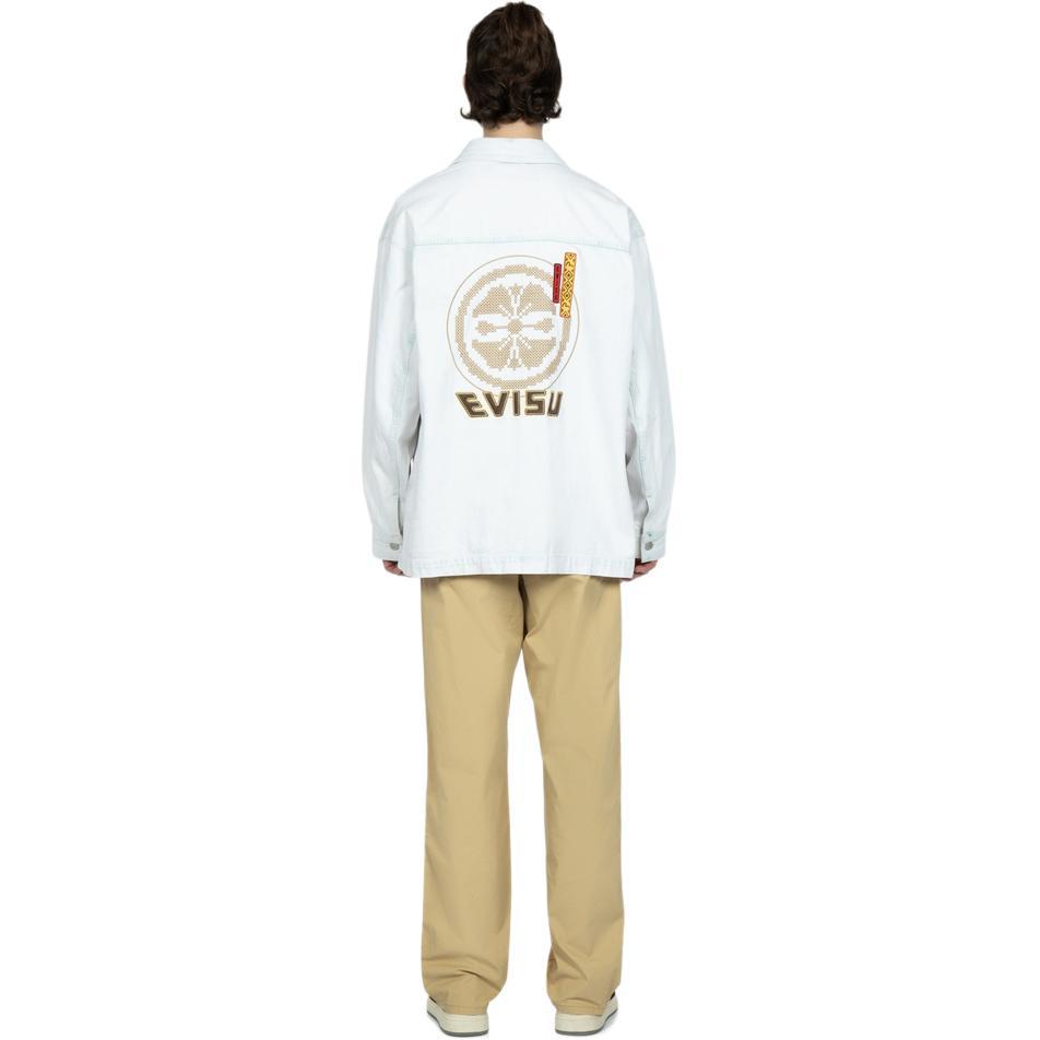 Evisu Letter Pattern Logo Print Single-Breasted Long Sleeve Shirt Unisex shirts 2ESHTM3SJ718XXDN