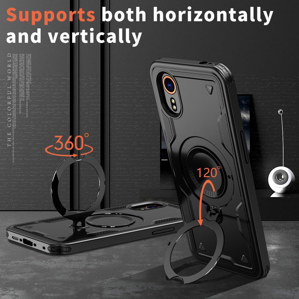 Case For Samsung Galaxy Xcover 7 Armor Shockproof 360° Rotating Magnetic Metal Stand Holder TPU Frame Hard Plastic Phone Cover
