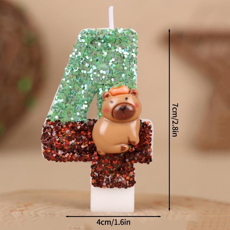 Kawaii Digital Candle Capybara Candle 0-9 Number Birthday Cake Topper Decoration Kapibala Cake Insert for Birthday Baby Shower