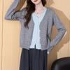 TonLion Women's V-Neck Faux Two-Piece Cardigan Sweater