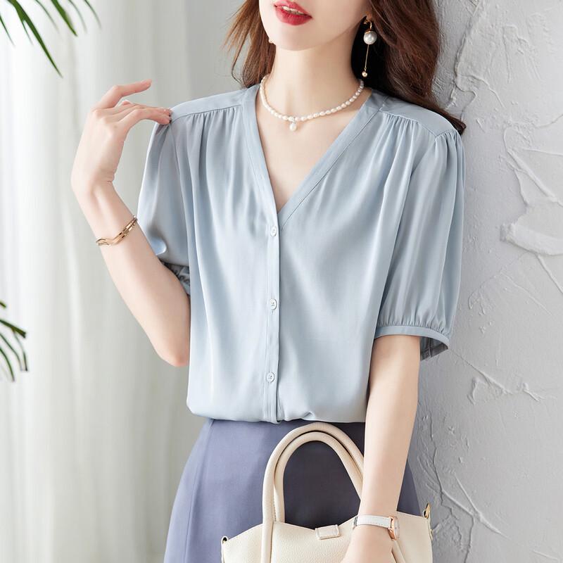 90% Mulberry Silk Women's V-Neck T-Shirt