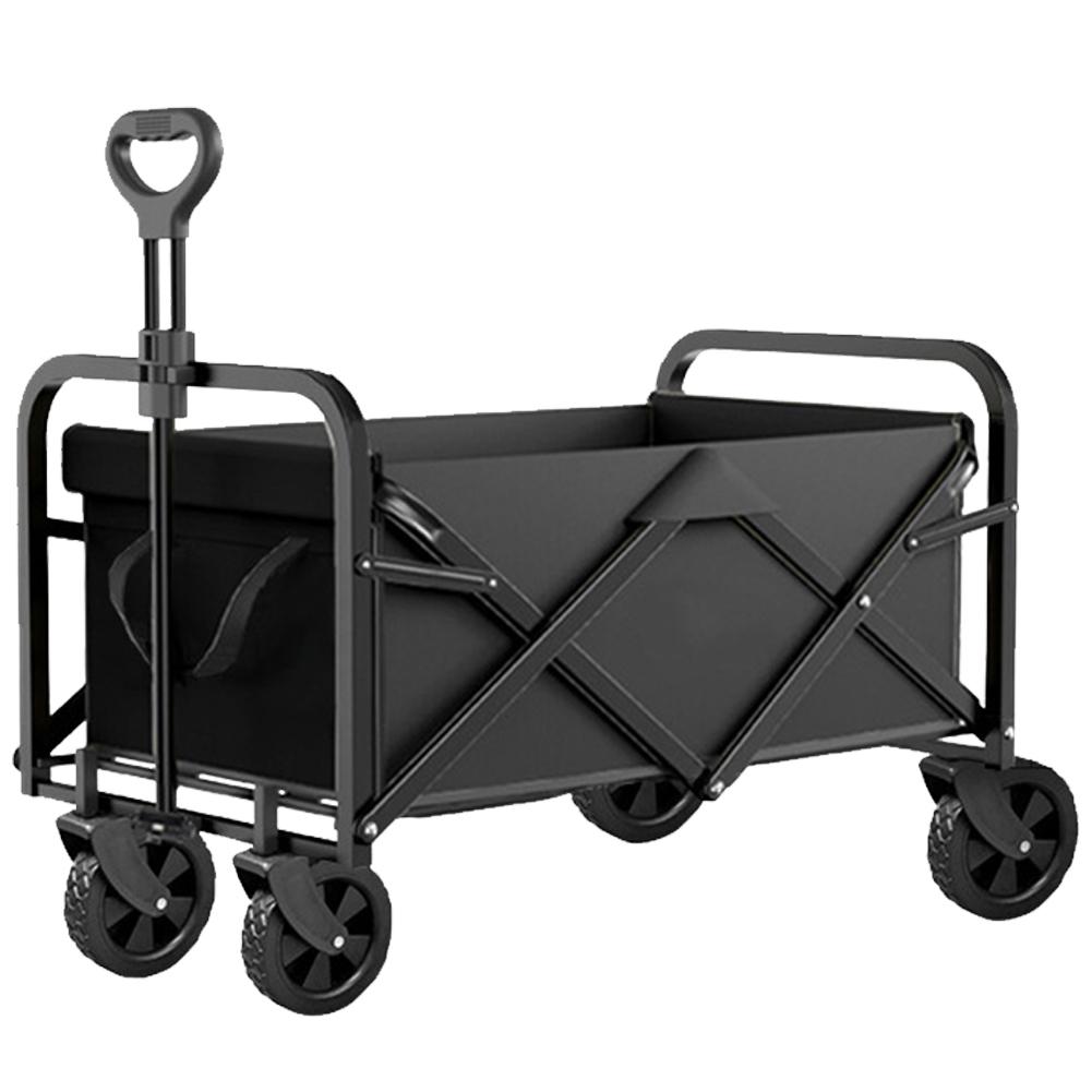 Collapsable Wagon Outdoor Large Capacity Camping Trolley 4 Wheel Carts Long Handle Picnic Handcart Multifunctional Pull Carts