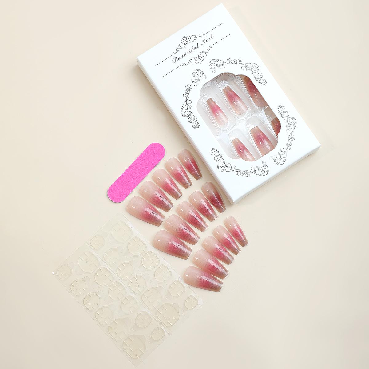 

Ногти кошачий глаз с французским градиентом - Съемные наклейки для дизайна искусственных ногтей.