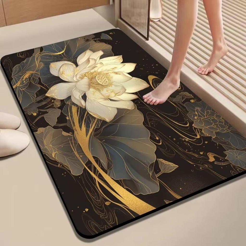 Diatom Printing Bathroom Thickening Mat Bath Non-slip Carpets In Wash Basin Bathtub Side Floor Rug Shower Room Doormat Memory Foam 3D Pad