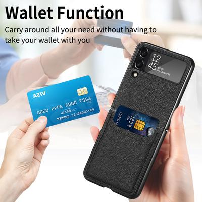 Folding Matte Feeling Funda Cover for Samsung Galaxy Z Flip 4 3 5G Flip4 Flip3 Flip6 Flip5 Flip 6 5 Phone Case Card Slot Bag