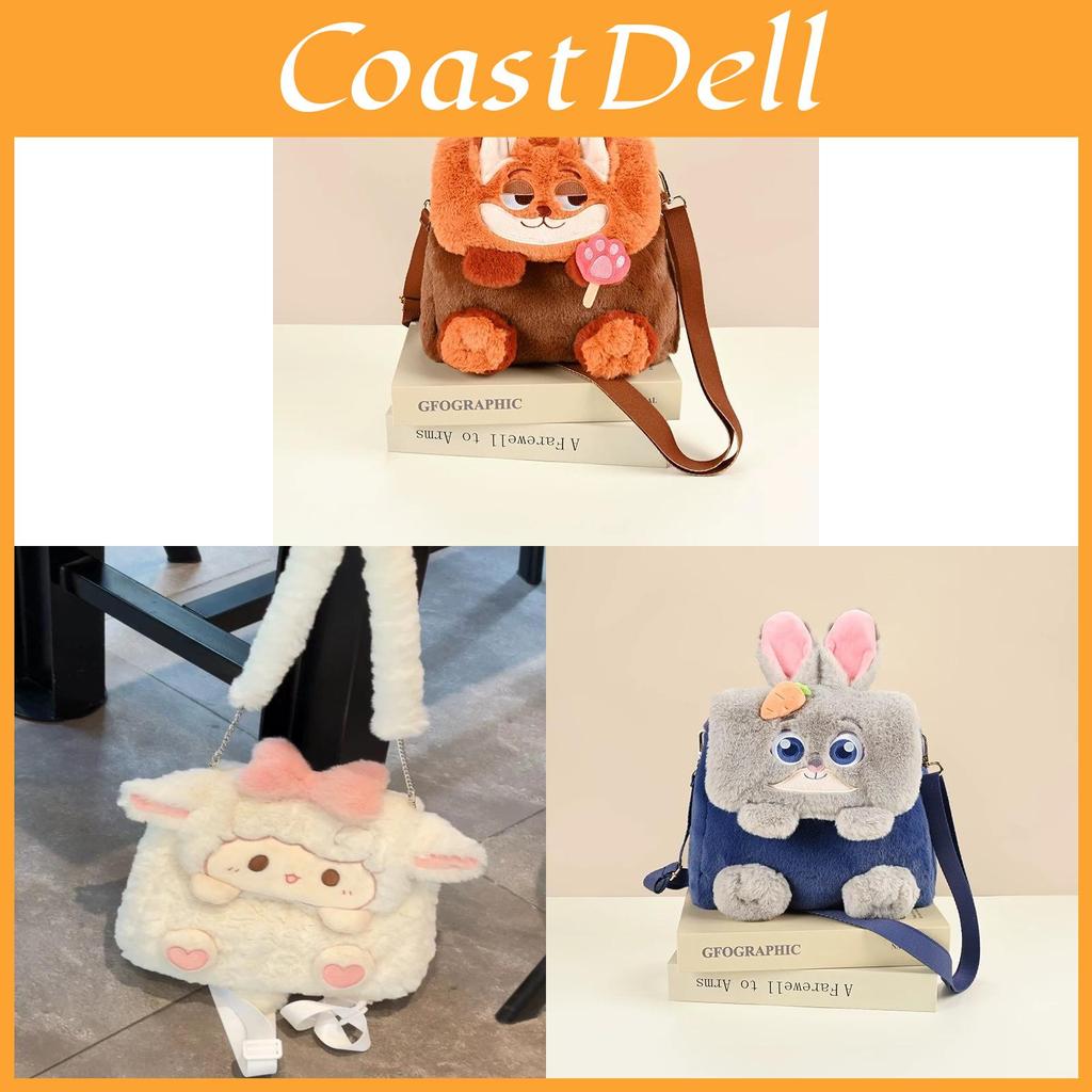 Cartoon Bunny Plush Shoulder Bag For Women With Large Capacity And Cozy Design For Daily Use