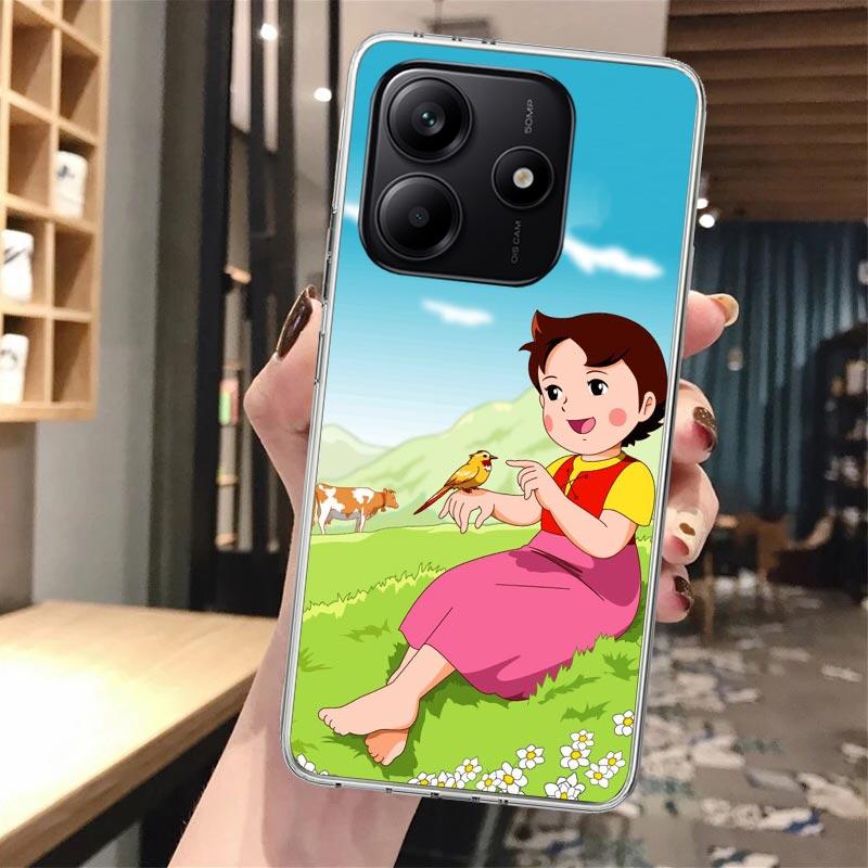 Heidi Cute Cartoon Silicon Phone Case For Xiaomi Redmi Note 14 14S 13 12 12S 11 Pro Plus 11S 10 10S 11T 11E 4G 5G Soft Cover