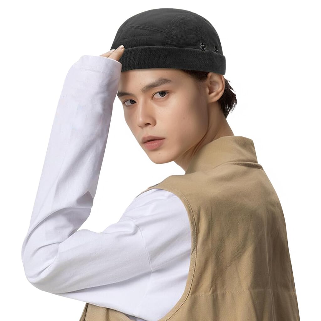 Croogo Summer Solid Stylish and Fashionable Men's Hat, Brimless, Face-Slimming, Sweat-Wicking, Quick-Drying, Water-Repellent, Breathable, Color,