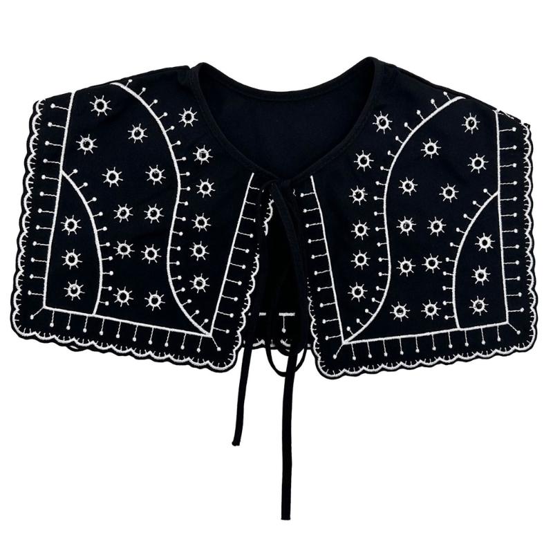 

Detachable Lapel Collar False Elaborate Girls Collar Accessory Embroidered Collar Ancient Art Traditional False Shawl 1
